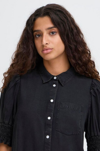 ICHI Borgie Denim Shirt - Washed Black