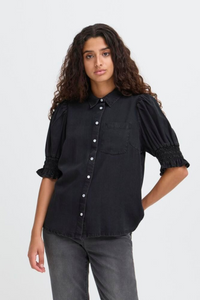 ICHI Borgie Denim Shirt - Washed Black