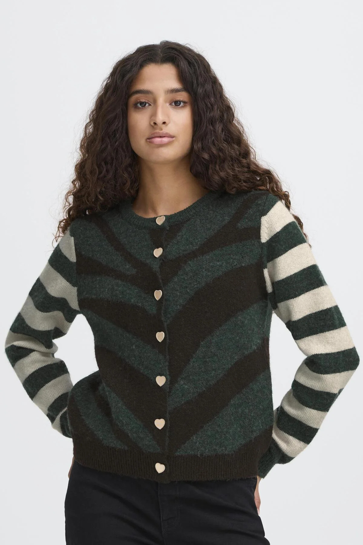 ICHI Livoni Button Up Cardigan - Green