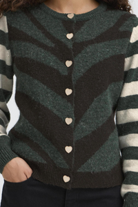 ICHI Livoni Button Up Cardigan - Green