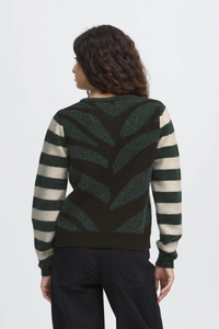 ICHI Livoni Button Up Cardigan - Green