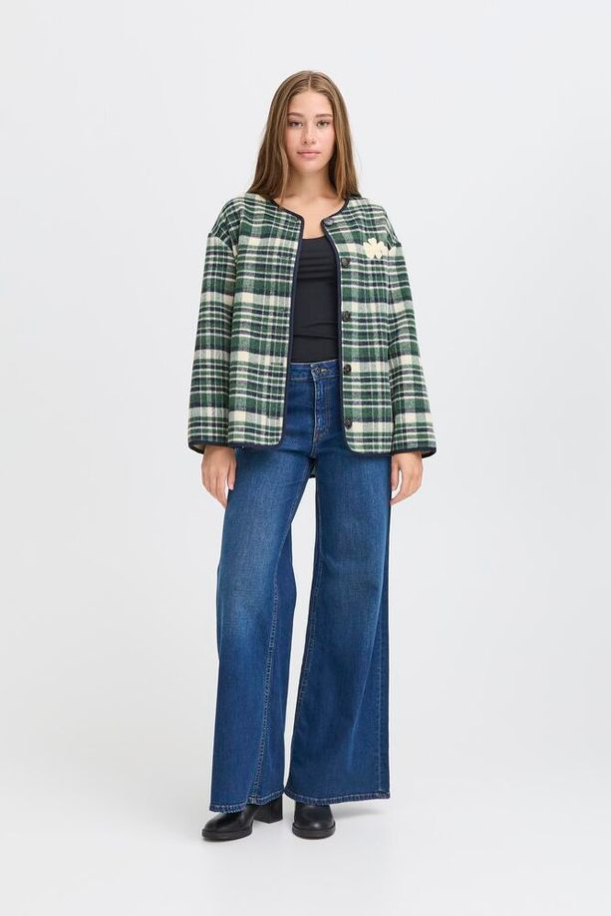 ICHI Johanna Checked Jacket - Green