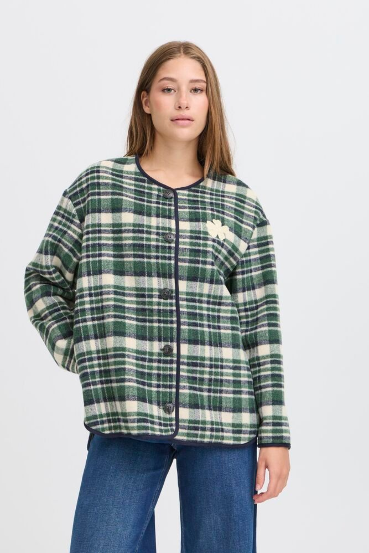 ICHI Johanna Checked Jacket - Green