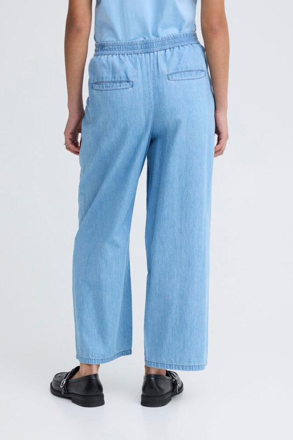 ICHI Barcy Wide Leg Trousers - Light Blue