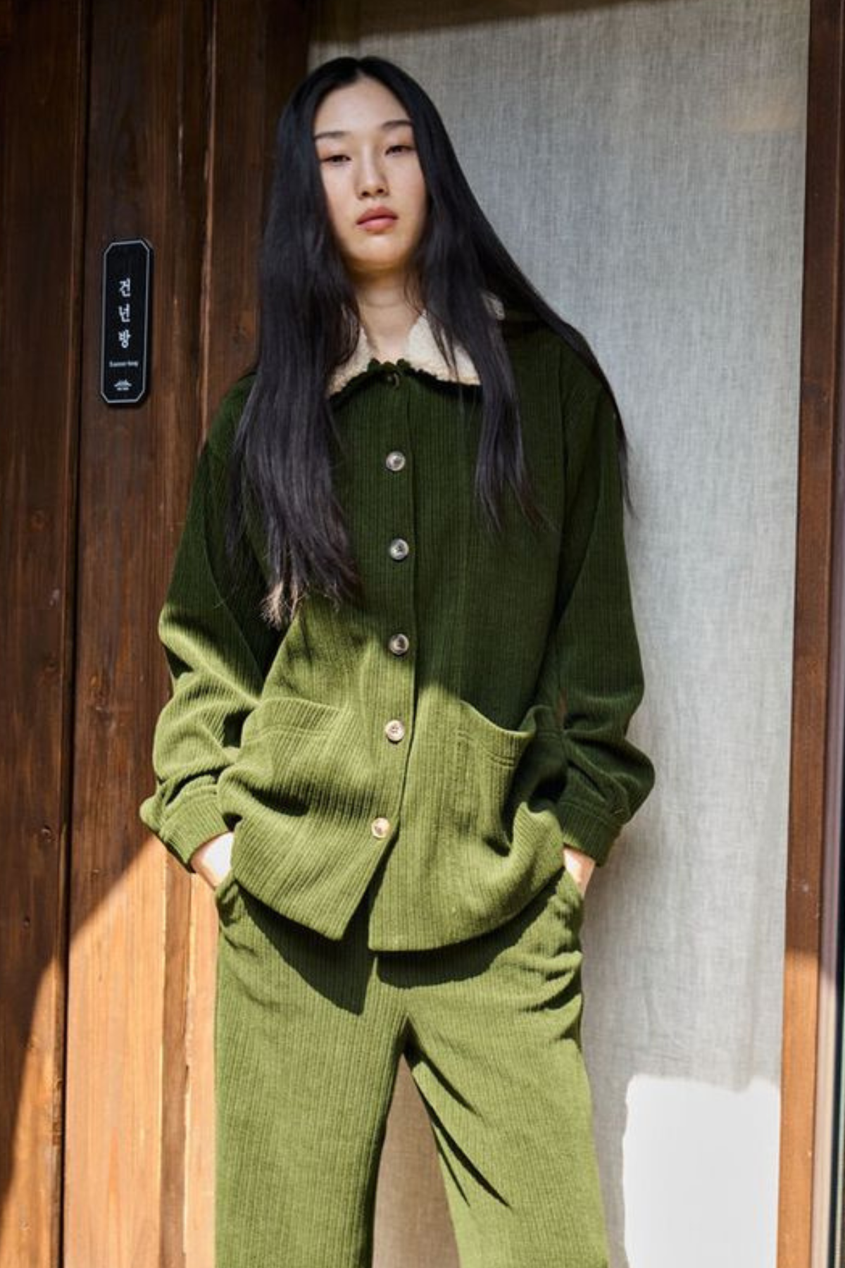 ICHI Kate Corduroy Jacket - Green