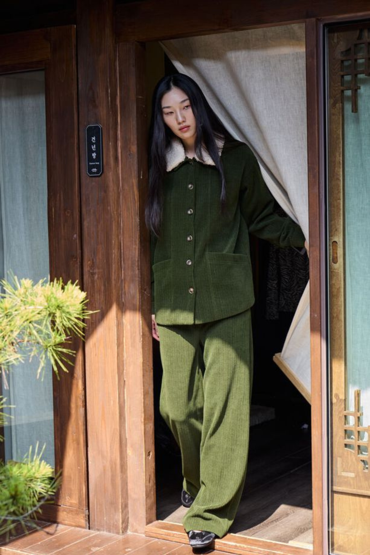 ICHI Kate Corduroy Jacket - Green