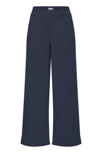 ICHI Kate Long Wide Leg Trousers - Navy