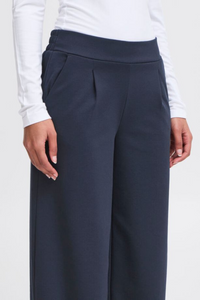 ICHI Kate Long Wide Leg Trousers - Navy