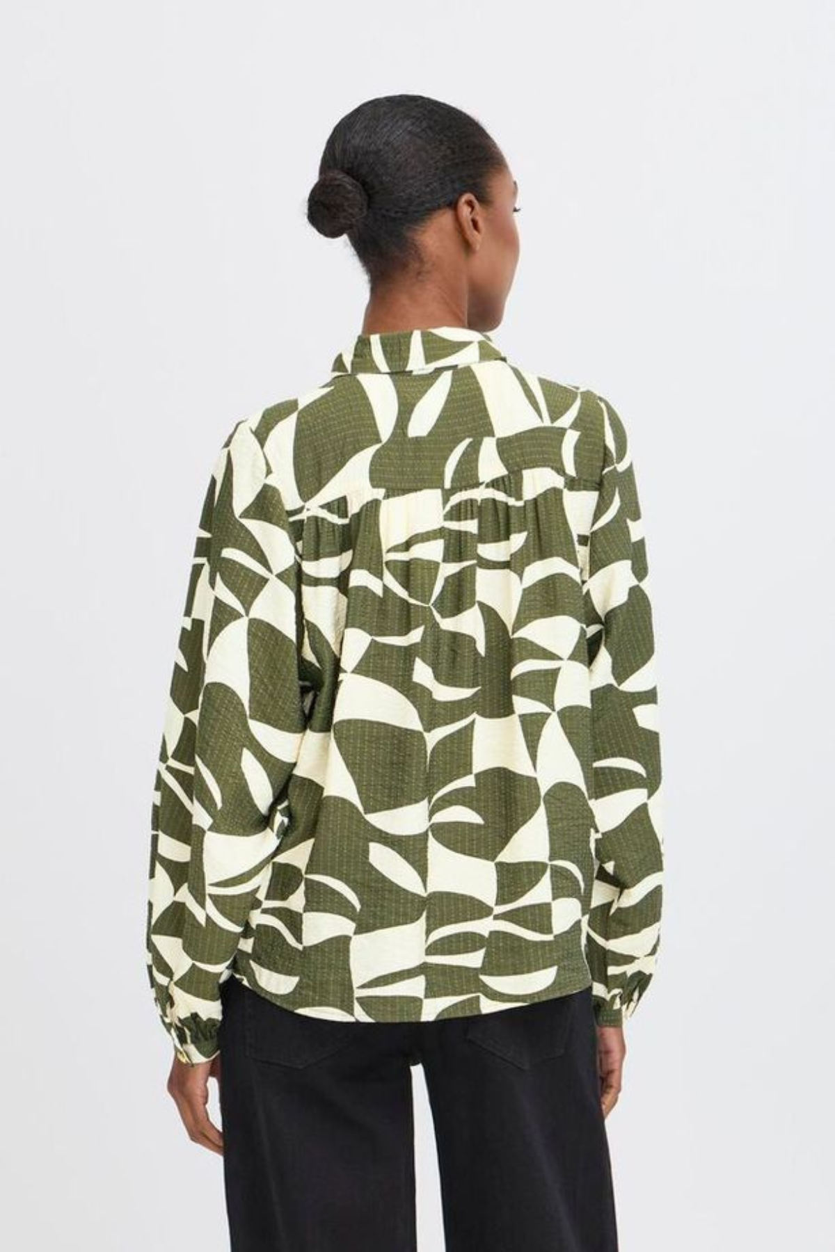 ICHI Lisadora Wavy Graphic Shirt - Green