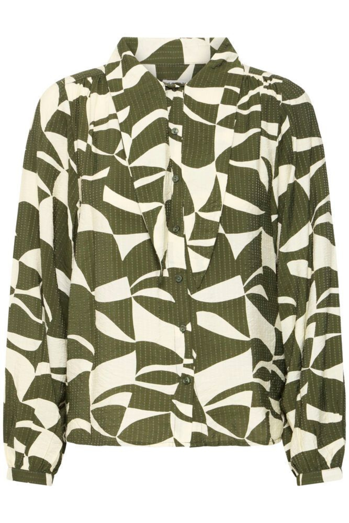 ICHI Lisadora Wavy Graphic Shirt - Green