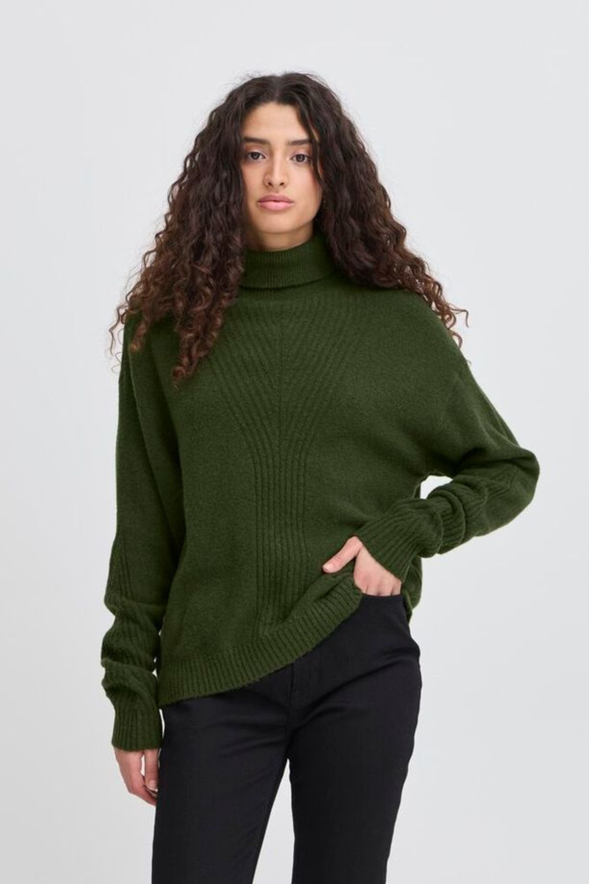 ICHI Dasila Turtleneck Jumper - Green