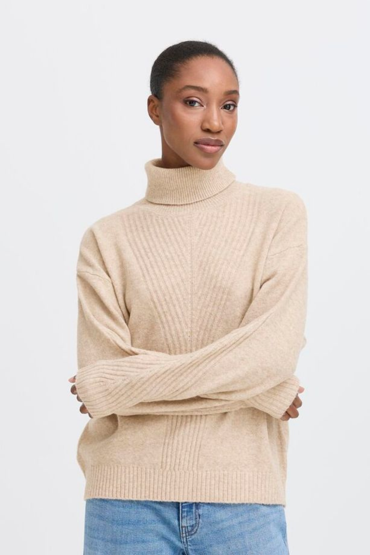 ICHI Dasila Turtleneck Jumper - Oatmeal
