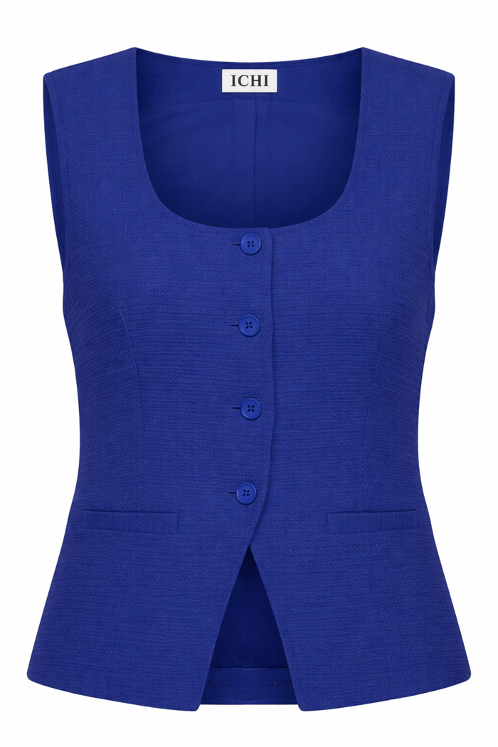 ICHI Kate Lumina Textured Waistcoat - Royal Blue