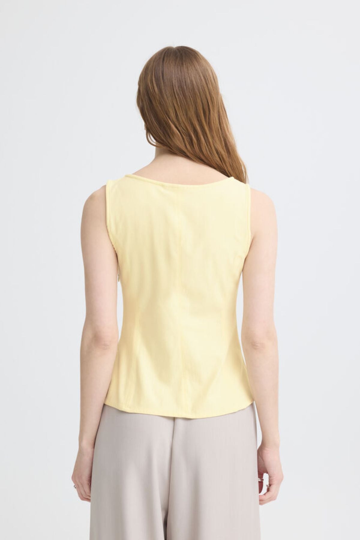 ICHI Kate Denim Sleeveless Top - Lemon