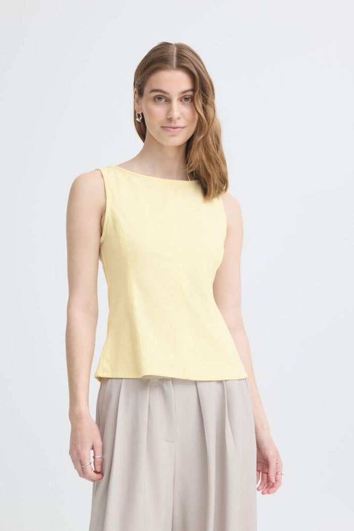 ICHI Kate Denim Sleeveless Top - Lemon