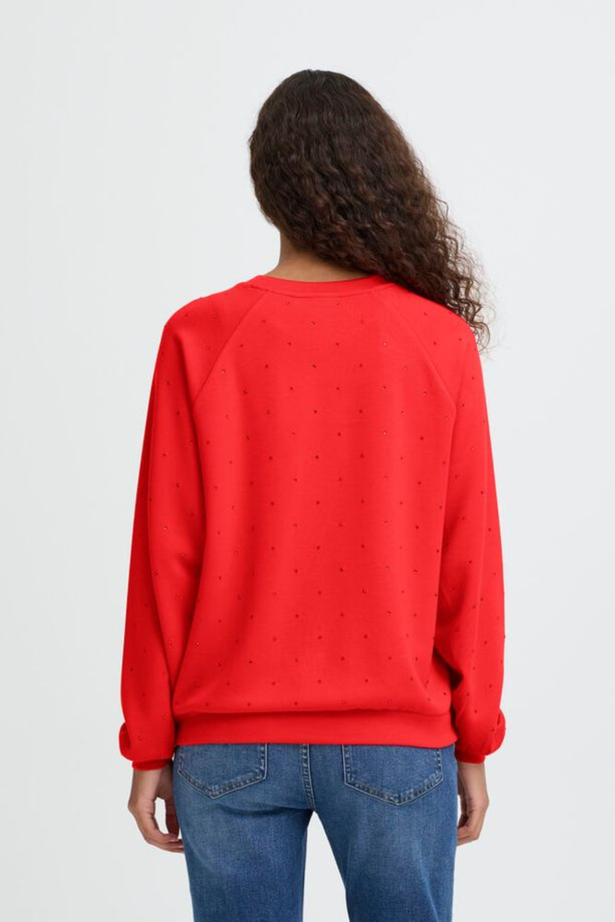 ICHI Amais Embellished Sweatshirt  - Red