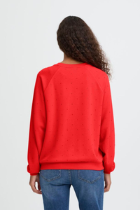 ICHI Amais Embellished Sweatshirt  - Red