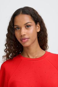 ICHI Amais Embellished Sweatshirt  - Red