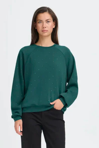 ICHI Amais Embellished Sweatshirt - Green