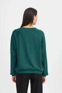 ICHI Amais Embellished Sweatshirt - Green
