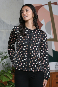 RANT & RAVE Isha Dotted Bow Blouse