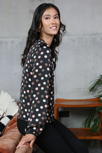 RANT & RAVE Isha Dotted Bow Blouse