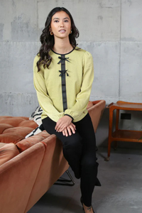 RANT & RAVE Isha Bow Blouse - Lime Green