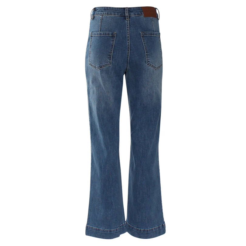RANT & RAVE Janette Wide Leg Jeans - Mid Blue