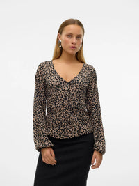 VERO MODA Merve V-Neck Leopard Print Top