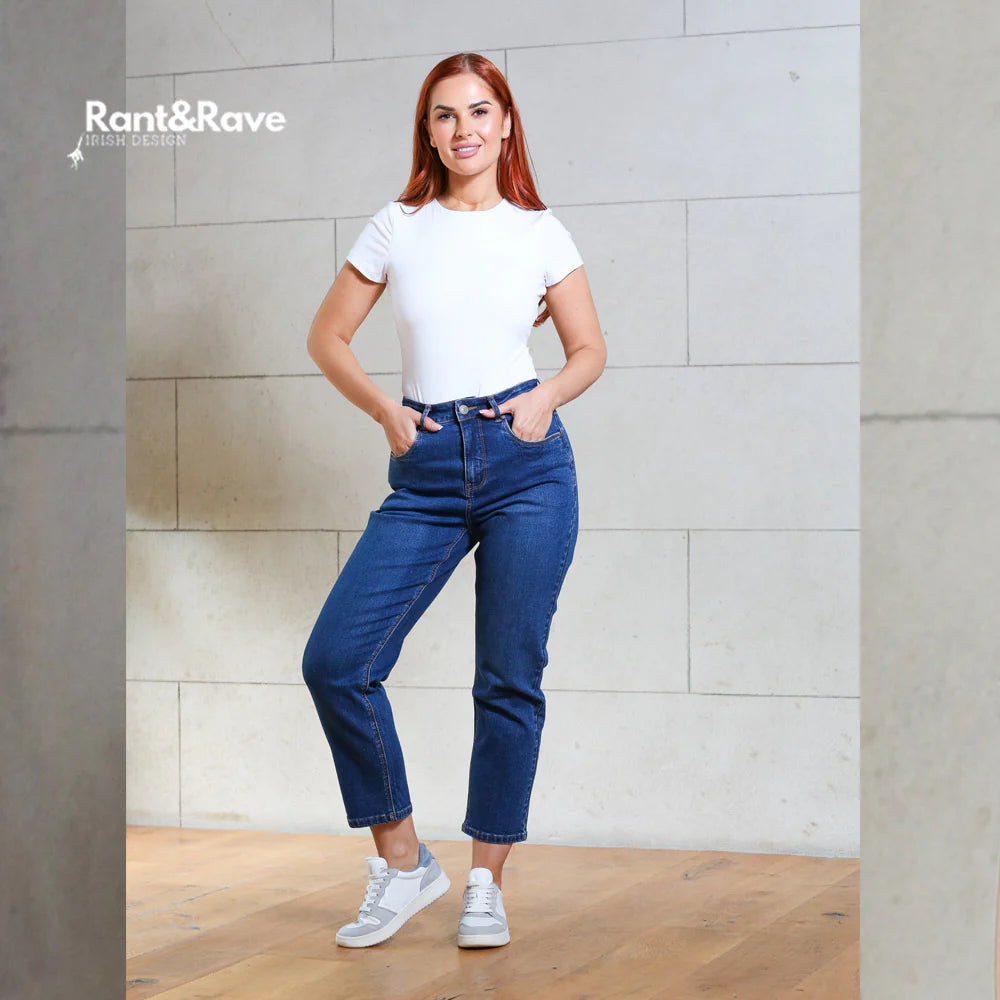 RANT & RAVE : Jolene Mom Crop Jeans - Mid Blue