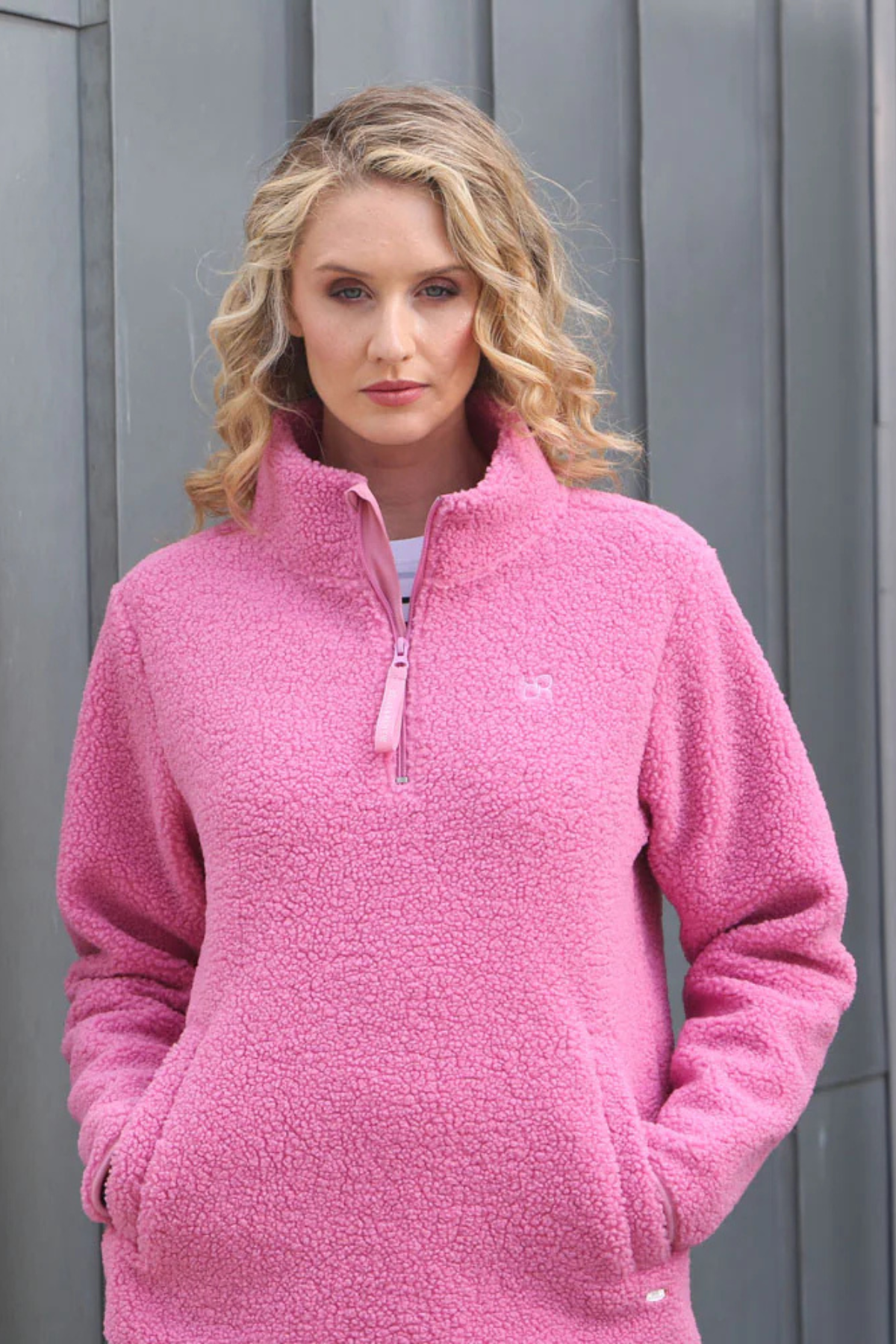 RELAX & RENEW Julia Fleece Half Zip Top - Pink