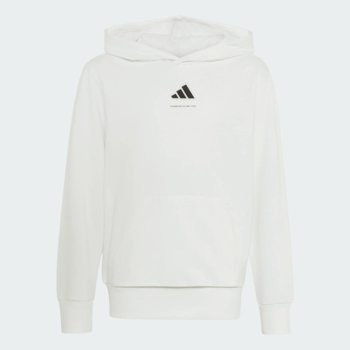 ADIDAS Boy's Slogan Fleece Hoodie - White