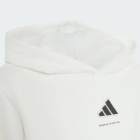 ADIDAS Boy's Slogan Fleece Hoodie - White