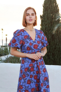 RANT & RAVE Kamilia Floral Midi Dress - Blue