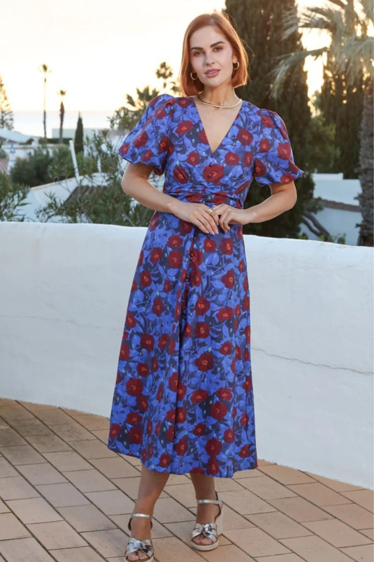 RANT & RAVE Kamilia Floral Midi Dress - Blue