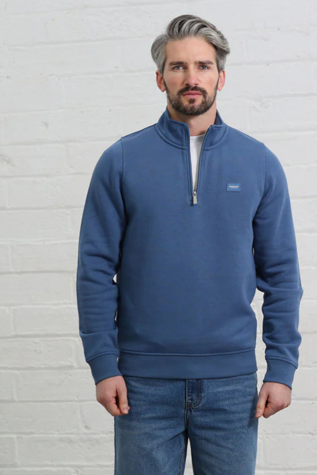 KENROW Damon Half Zip Sweatshirt - Denim Blue
