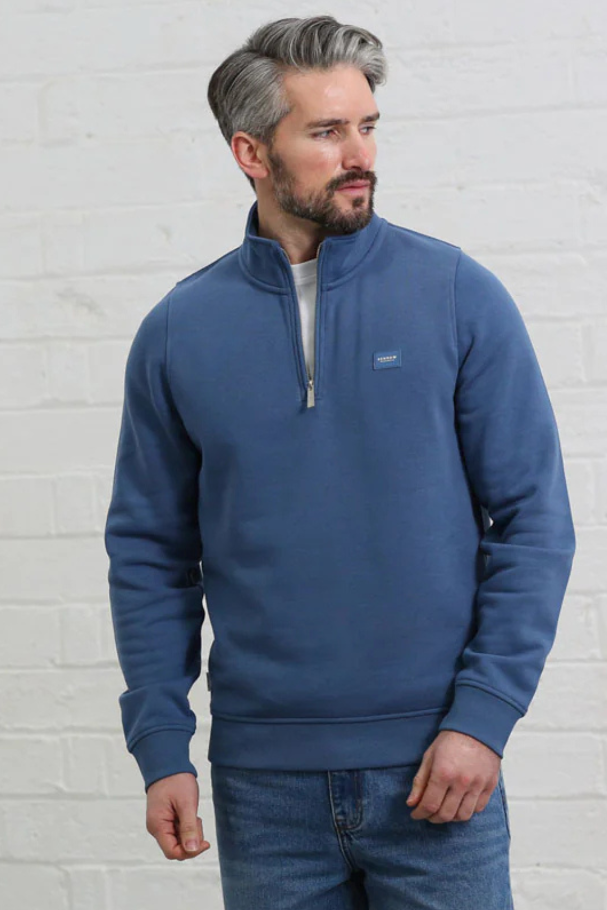 KENROW Damon Half Zip Sweatshirt - Denim Blue
