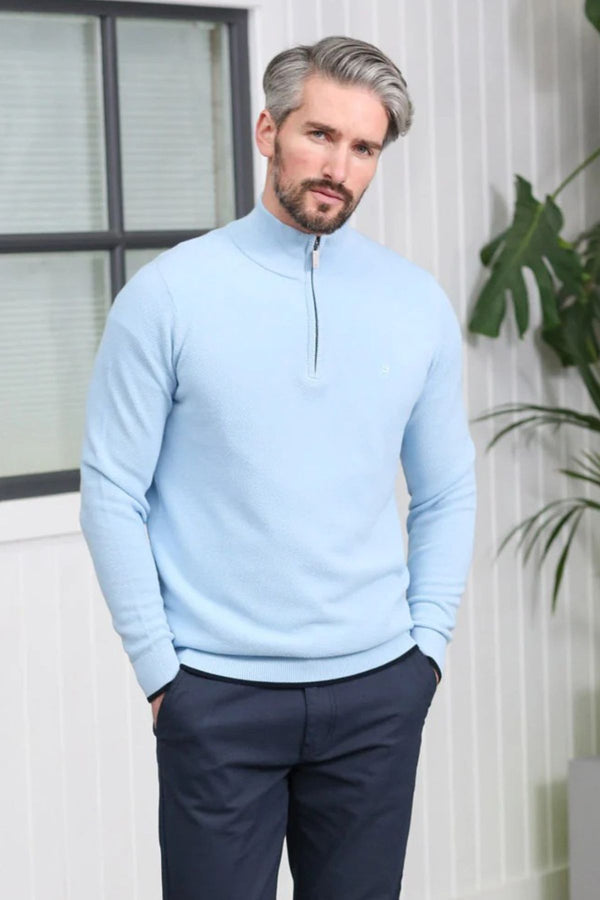 KENROW Arlo Knit Half Zip Jumper - Sky Blue