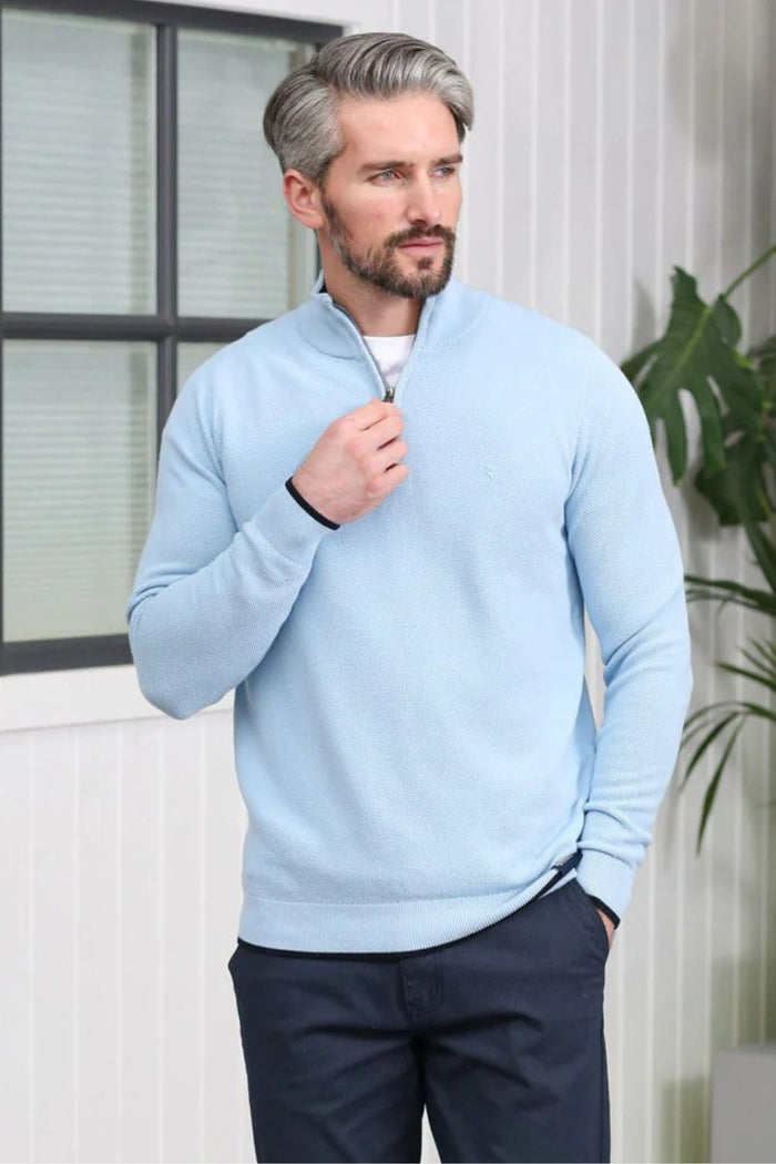 KENROW Arlo Knit Half Zip Jumper - Sky Blue