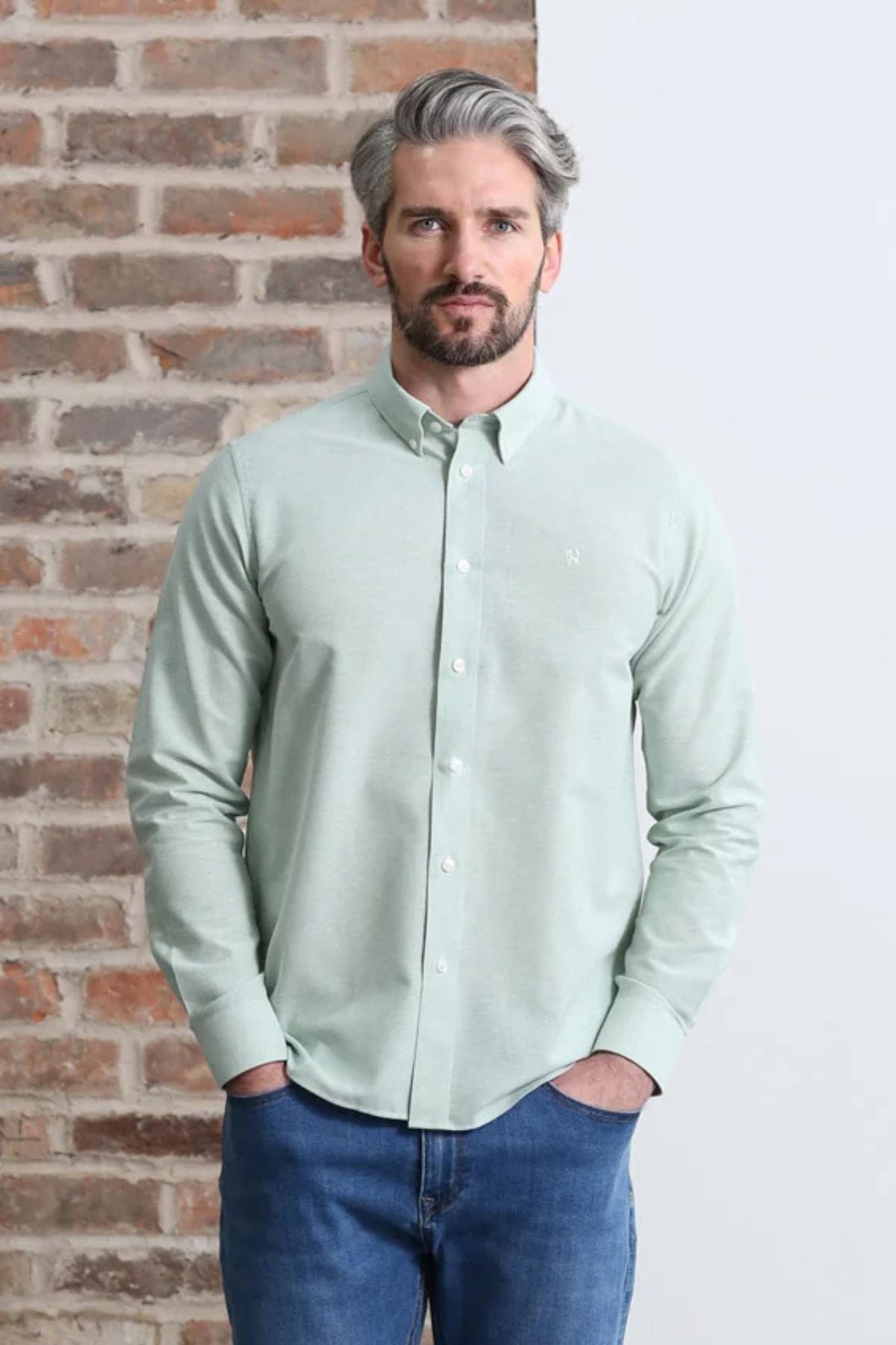 KENROW Men's Jagger Oxford Shirt - Green Melange