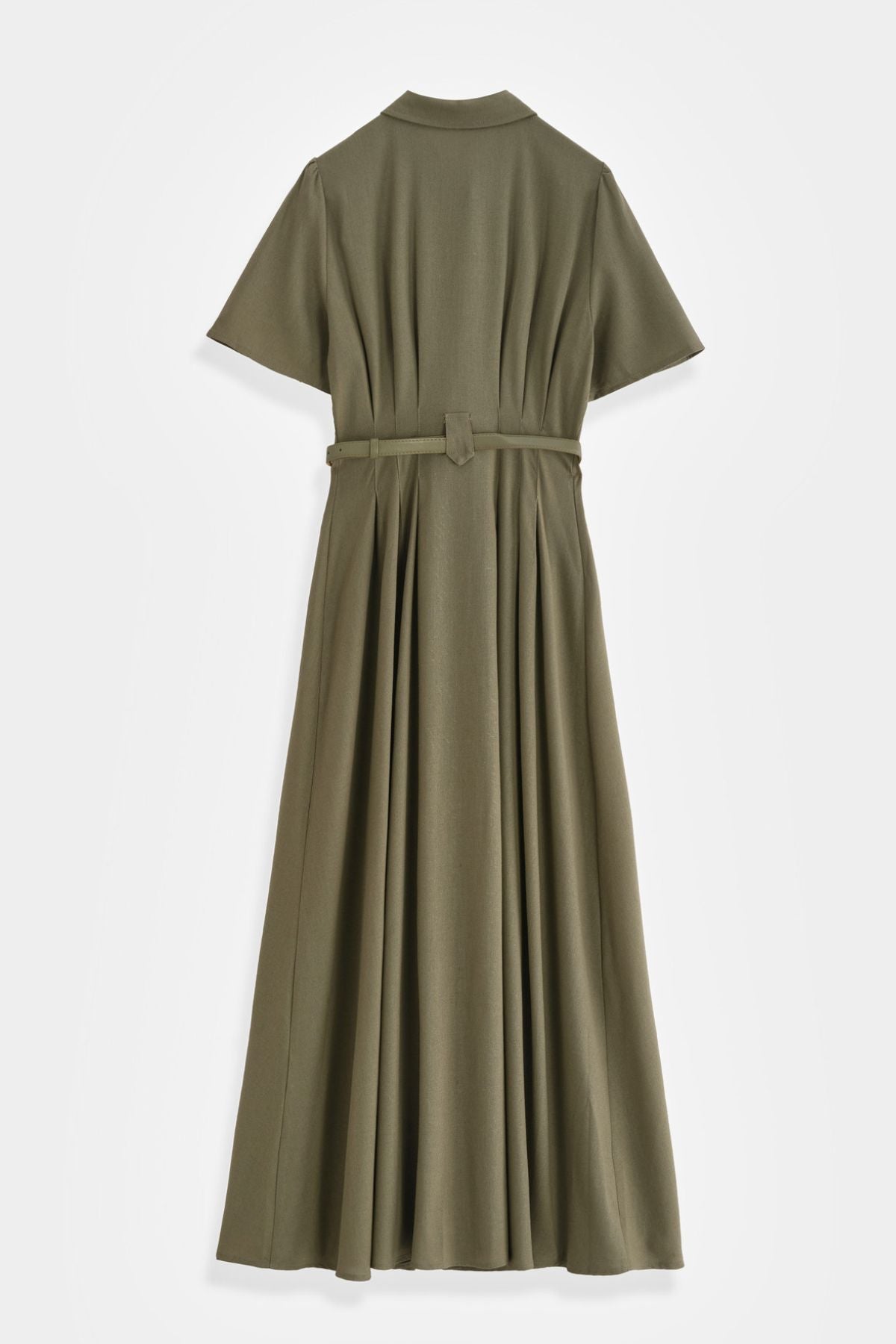 COPE CLOTHING Long Pleated Shirt Dress - Khaki