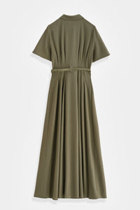 COPE CLOTHING Long Pleated Shirt Dress - Khaki