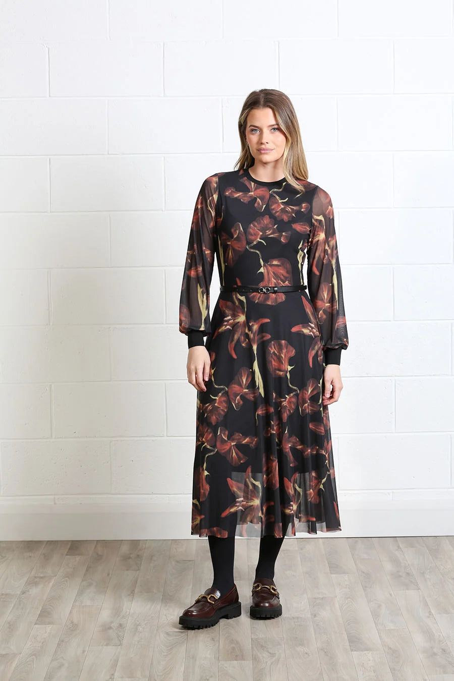 RANT & RAVE Lillian Floral Long Sleeve Dress - Black