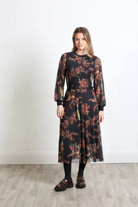 RANT & RAVE Lillian Floral Long Sleeve Dress - Black