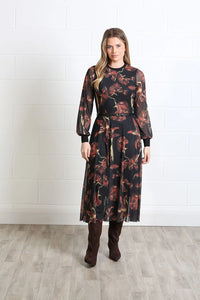 RANT & RAVE Lillian Floral Long Sleeve Dress - Black