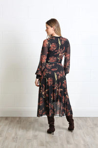 RANT & RAVE Lillian Floral Long Sleeve Dress - Black