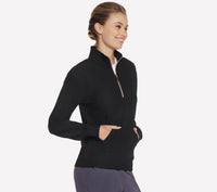SKECHERS Women's Go Luxe Rib 1/4 Zip Top - Black
