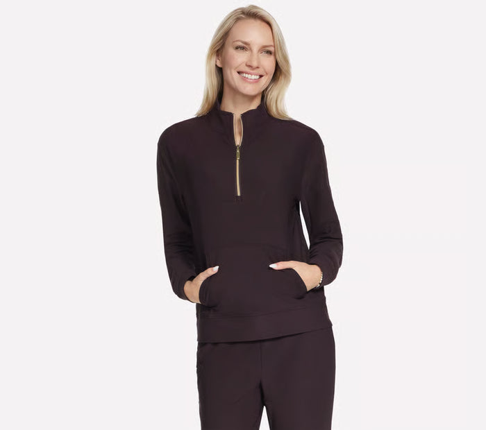 SKECHERS GO WALK Luxe Rib 1/4 Zip - Brown