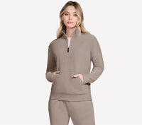 SKECHERS Women's Go Luxe Rib 1/4 Zip Top - Taupe