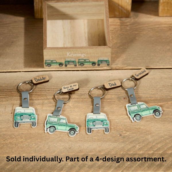 LANGS Landy Shaped Wood Keyring Dad/Grandad 1Pc
